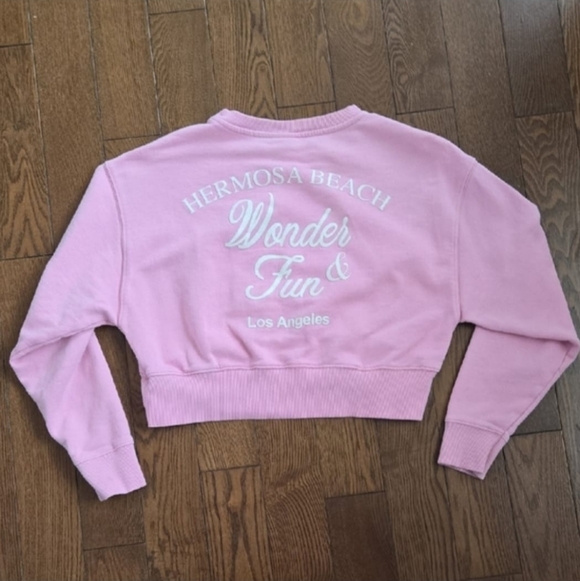Zara Kids Pink Cropped Sweatshirt Size 13-14 - Picture 2 of 7